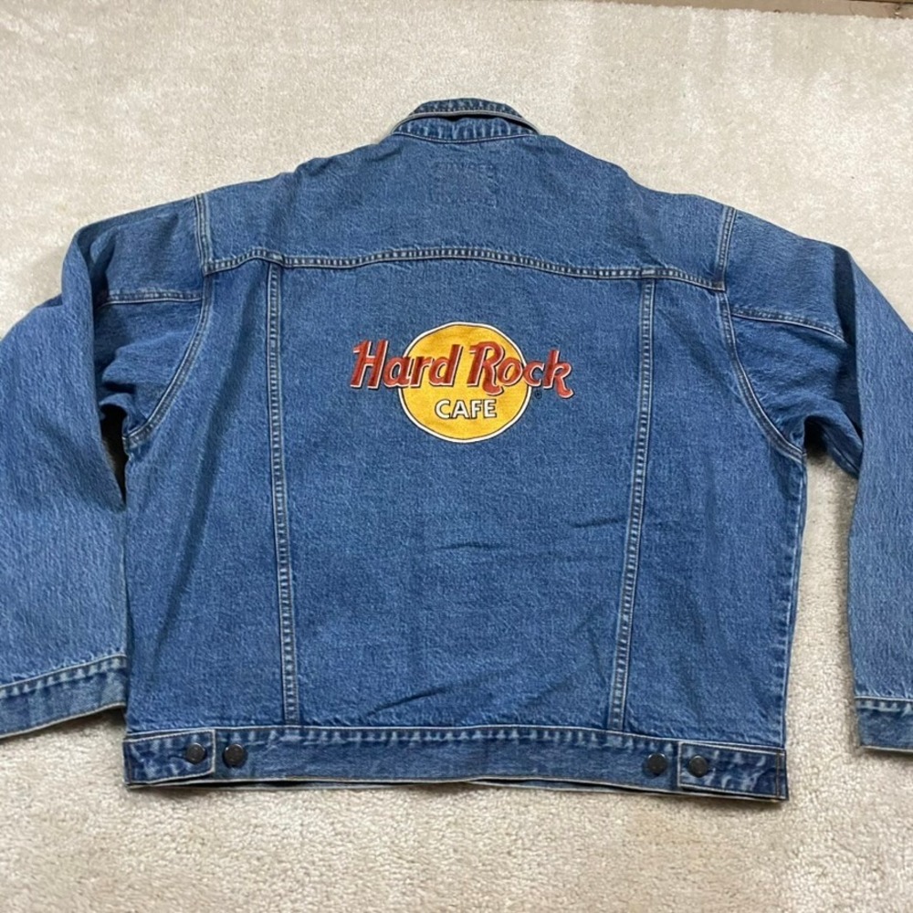 VTG Hard Rock Cafe Jolly Rancher Denim Jacket XL Blue Trucker Promo 90s Jean